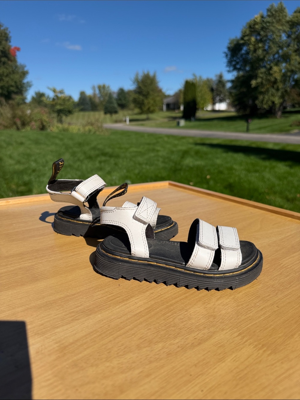 Kids Dr. Martens Platform White Sandal